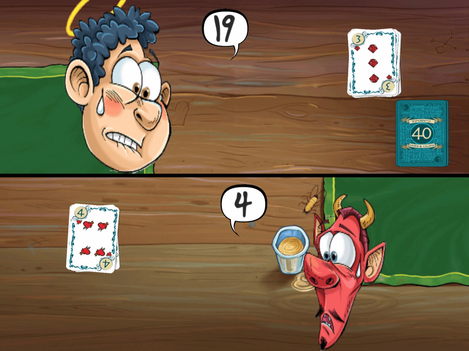 Dos personajes del juego frente a frente durante una partida
